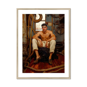 Cruising - Gay Navy Sea Queen Art Print, Framed Painting Shirtless Sailor Maritime Equipment