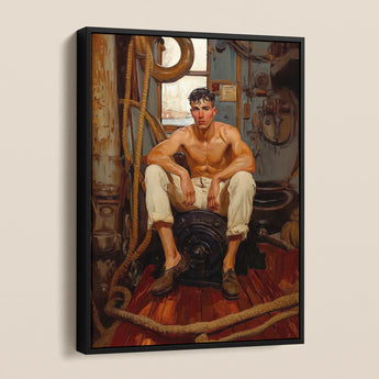 Cruising - Gay Navy Sea Queen Framed Canvas, Framed Painting Shirtless Sailor