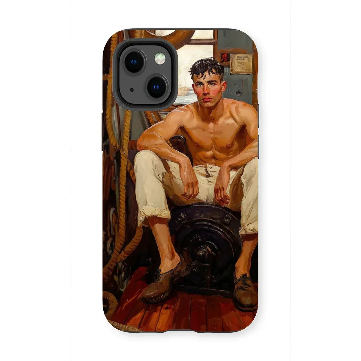 Cruising - Gay Navy Sea Queen Iphone Case, 13 Mini / Matte, Phone Case Painted Portrait Shirtless Man Dark Object