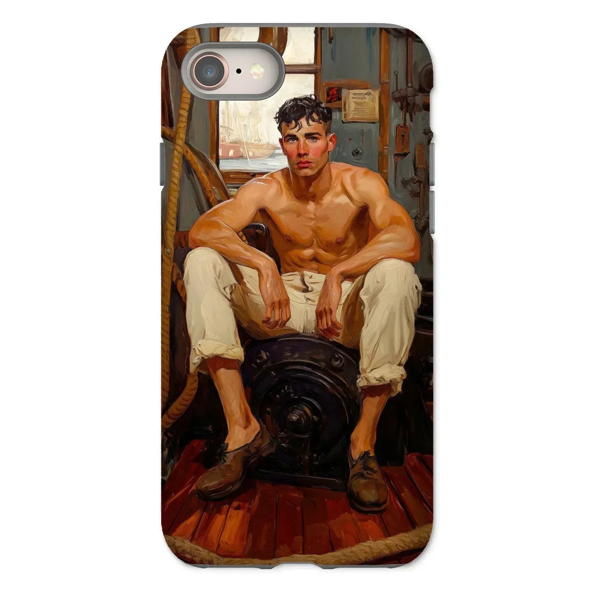 Cruising - Gay Navy Sea Queen Iphone Case, 8 / Matte, Phone Case Painted Portrait Shirtless Man Barrel