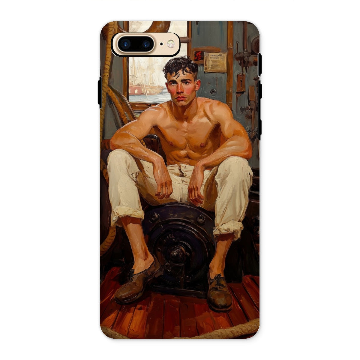 Cruising Gay Navy Sea Queen Iphone Case, 8 Plus / Matte, Phone Case Painted Portrait Shirtless Muscular Man Weight