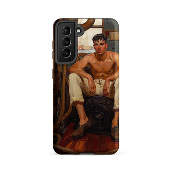 Cruising - Gay Navy Sea Queen Samsung Case, Galaxy S21 Fe / Matte, Phone Case Painted Shirtless Man Light-colored Pants