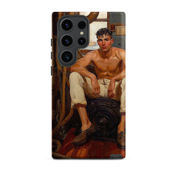 Cruising - Gay Navy Sea Queen Samsung Case, Galaxy S23 Ultra / Matte, Smartphone Case Painted Portrait Shirtless Man Light Pants