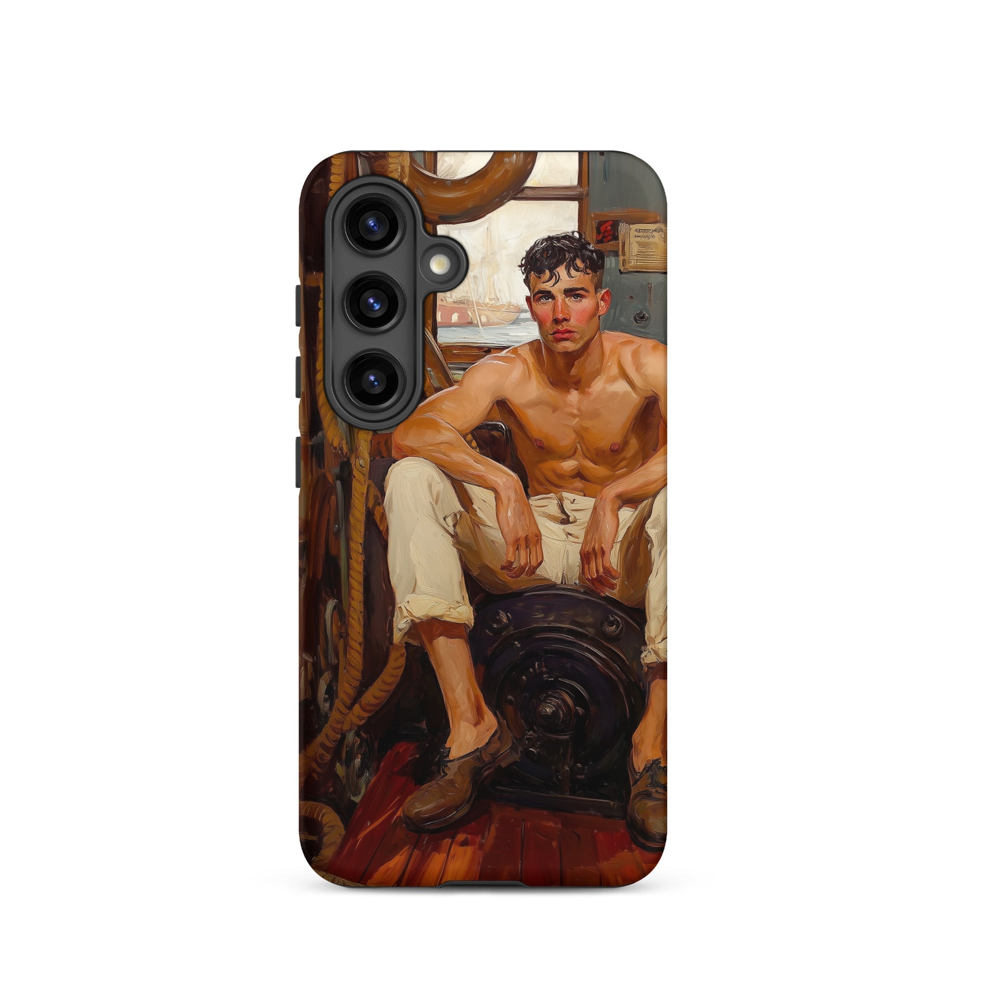 Cruising Gay Navy Sea Queen Samsung Case, Galaxy S24 / Matte, Phone Case Shirtless Man Painting