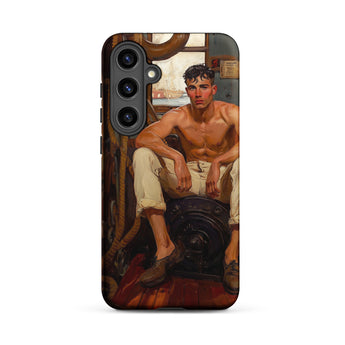 Cruising - Gay Navy Sea Queen Samsung Case, Galaxy S24 Plus / Matte, Smartphone Case Painted Portrait Shirtless Man