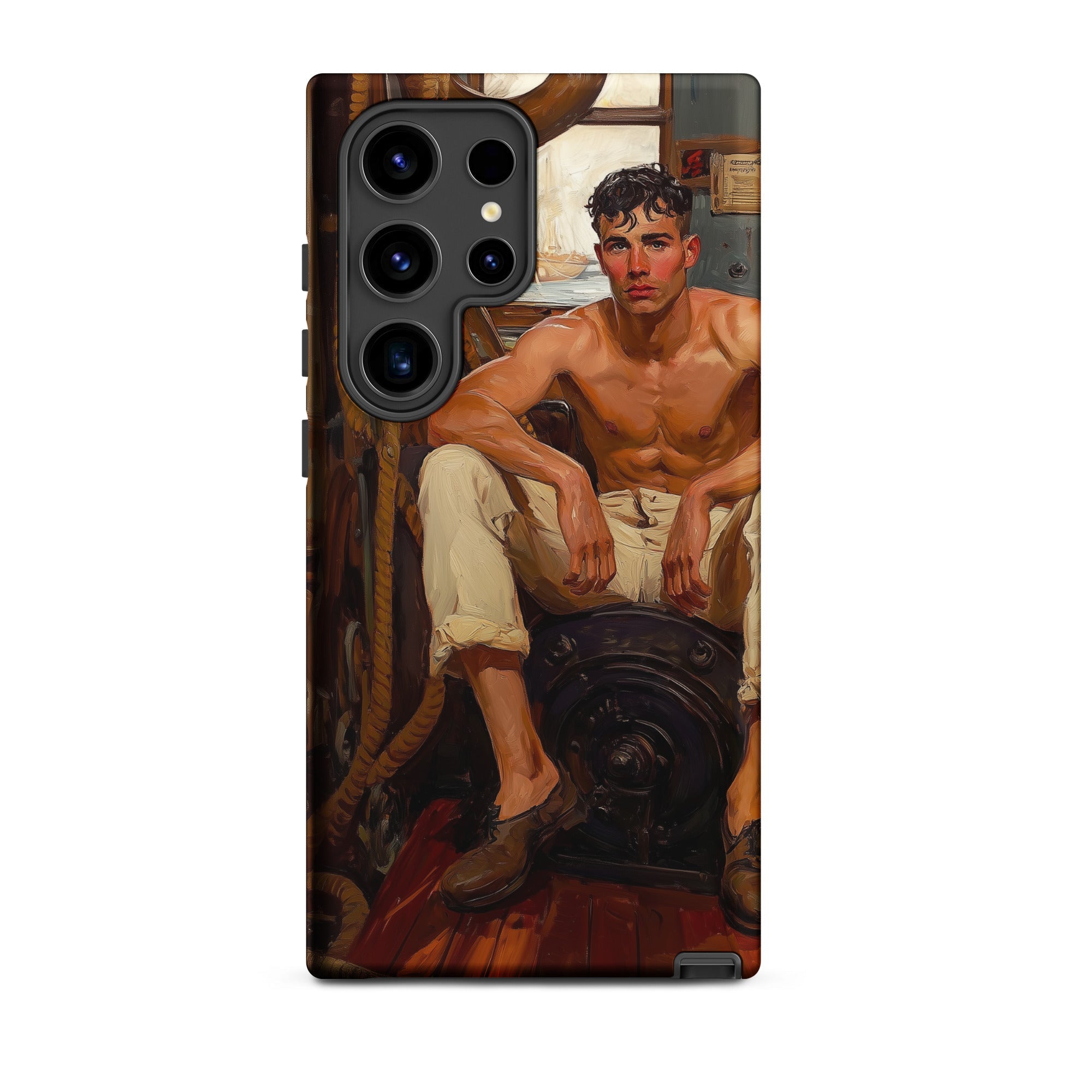 Cruising Gay Navy Sea Queen Samsung Case, Galaxy S24 Ultra / Matte, Samsung Smartphone Case Painting Shirtless Man