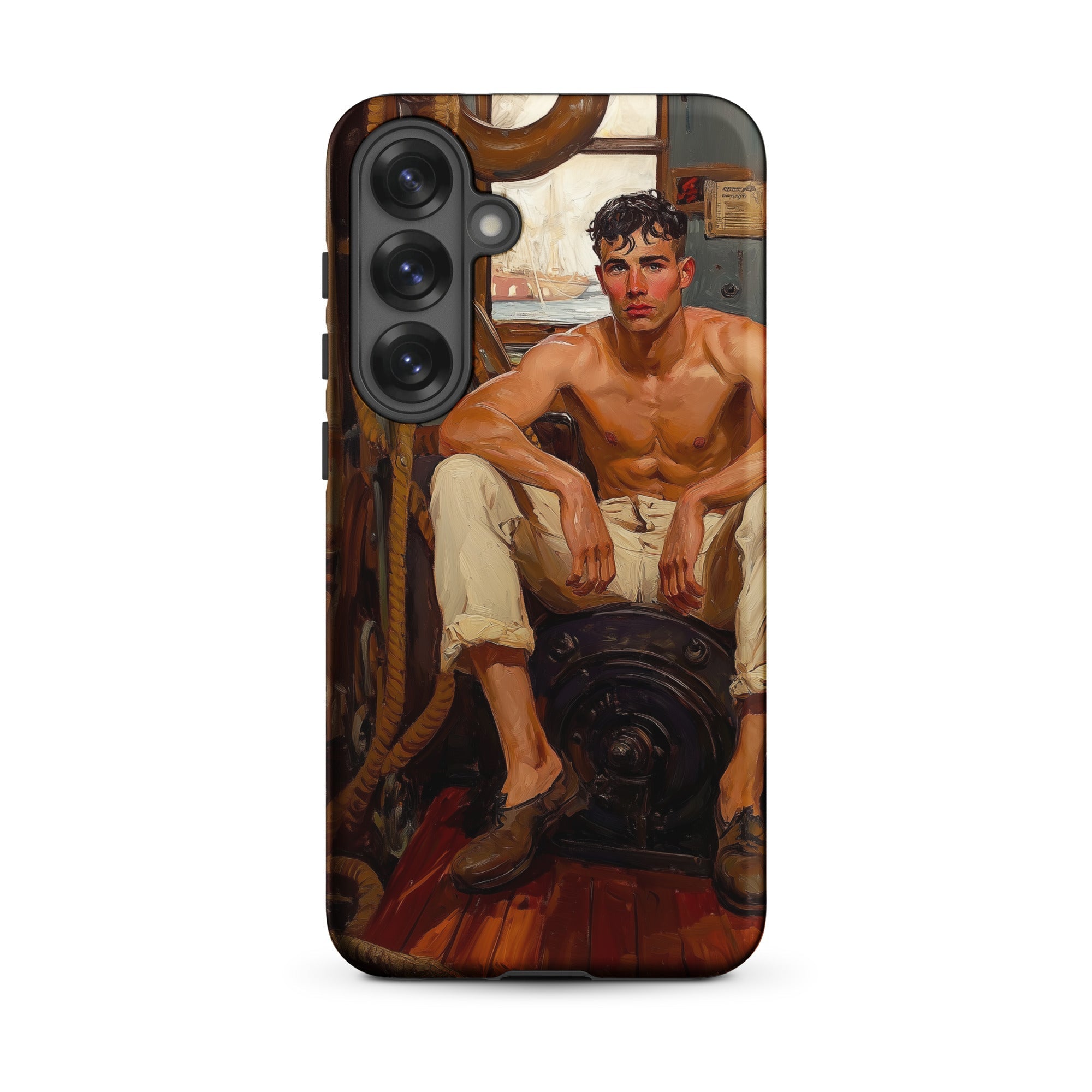 Cruising Gay Navy Sea Queen Samsung Case, Galaxy S25 Plus / Matte, Smartphone Case Classical Painting Shirtless Man