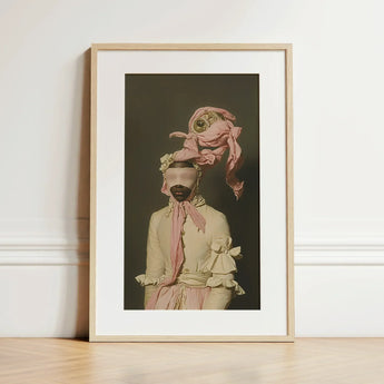 Crystal Clear - Modern Rococo Era Fashion Art Print / Canvas Framed Art Print Figure Ornate Pale Pink Cream-colored Rococo Era Fashion,