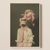 Crystal Clear - Modern Rococo Era Fashion Art Print / Canvas Framed Portrait Figure Ornate Vintage-inspired Ensemble Pink Fabric Rococo Era