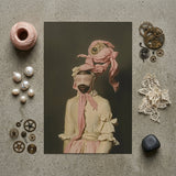 Crystal Clear - Modern Rococo Era Fashion Art Print / Canvas Portrait Print Figure Ornate Vintage-style Outfit Pink Fabric Rococo Era