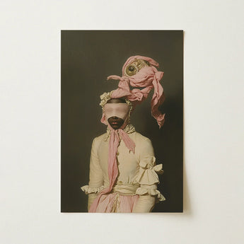 Crystal Clear - Modern Rococo Era Fashion Art Print / Canvas Surreal Portrait Print Figure Vintage Attire Pink Fabric Rococo Era Fashion,