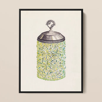 Cut Glass Jelly Jar - Dorothy Posten Decorative Art Print / Canvas, 12x16’’ / 31x41cm / Black Frame, Posters Prints & Visual Artwork, Toby
