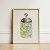 Cut Glass Jelly Jar - Dorothy Posten Decorative Art Print / Canvas Watercolor Illustration Vintage-style Intricate Starburst Posten’s,