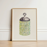 Cut Glass Jelly Jar - Dorothy Posten Decorative Art Print / Canvas Watercolor Illustration Vintage-style Intricate Starburst Posten’s,