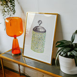 Cut Glass Jelly Jar - Dorothy Posten Decorative Art Print / Canvas Framed Artwork Decorative Glass Jar Container Floral Pattern Dorothy