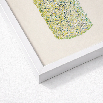 Cut Glass Jelly Jar - Dorothy Posten Decorative Art Print / Canvas Framed Artwork Geometric Starburst Pattern Shades Green Yellow Posten’s,