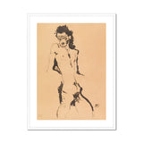 Male Nude Lithograph - Egon Schiele Art Print, Framed Nude Figure