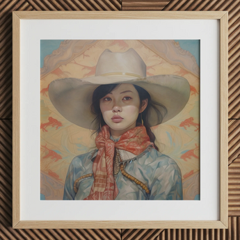 Dai Lu - Gaysian Lesbian Cowgirl Art Print / Canvas, Gaysian Lesbian Cowgirl, Elegant Outlaw Reminding, Cowgirl Spirit’s Queer