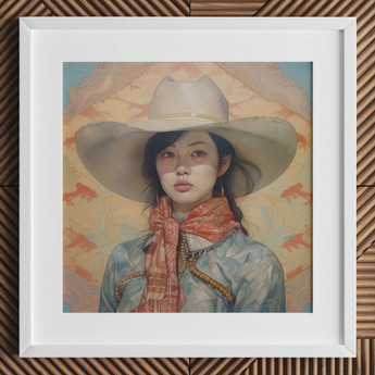 Dai Lu - Gaysian Lesbian Cowgirl Art Print / Canvas, Gaysian Lesbian Cowgirl, Elegant Outlaw Reminding, Cowgirl Spirit’s Queer
