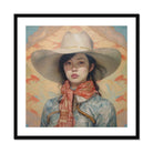 Dai Lu - Gaysian Lesbian Cowgirl Art Print, Framed Portrait Woman Cowboy Hat