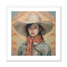 Dai Lu - Gaysian Lesbian Cowgirl Art Print, Framed Portrait Woman Cowboy Hat