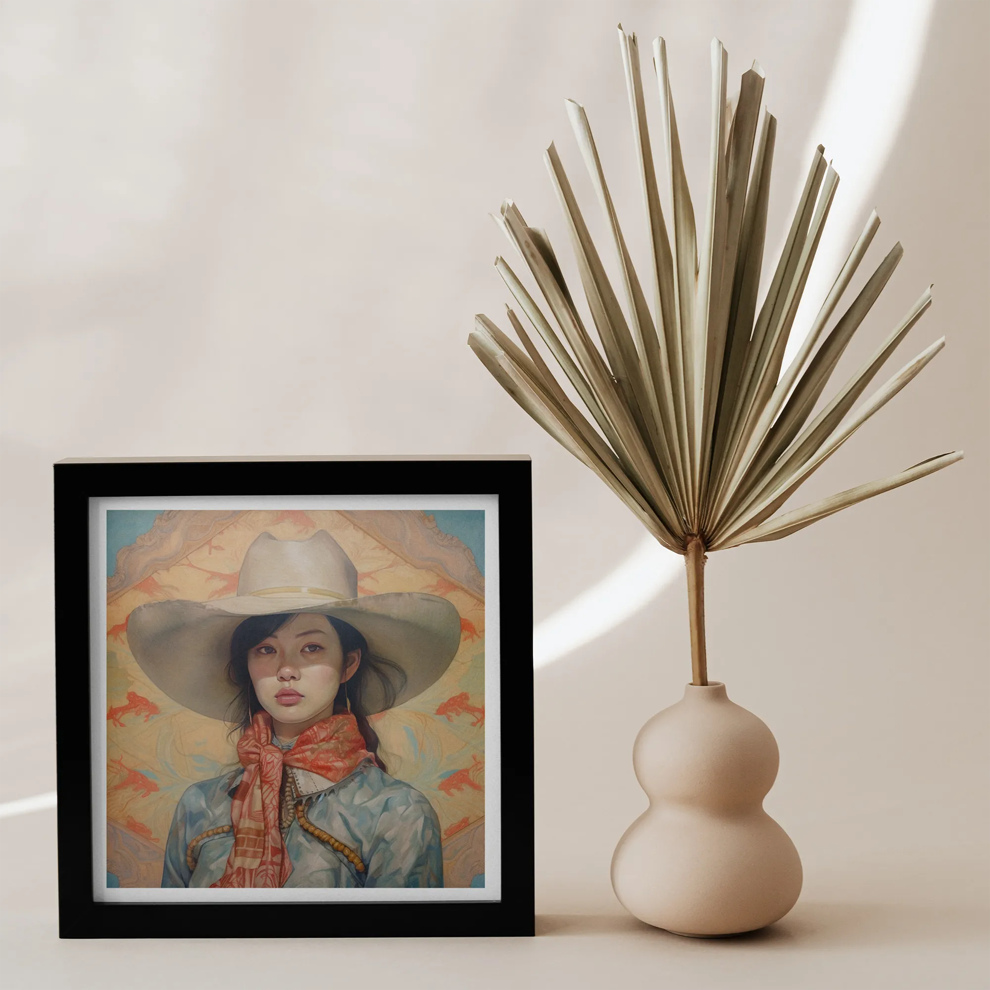 Dai Lu - Lesbian Cowgirl Art Print - Gaysian Sapphic Queerart - 12’x12’ - Posters Prints & Visual Artwork
