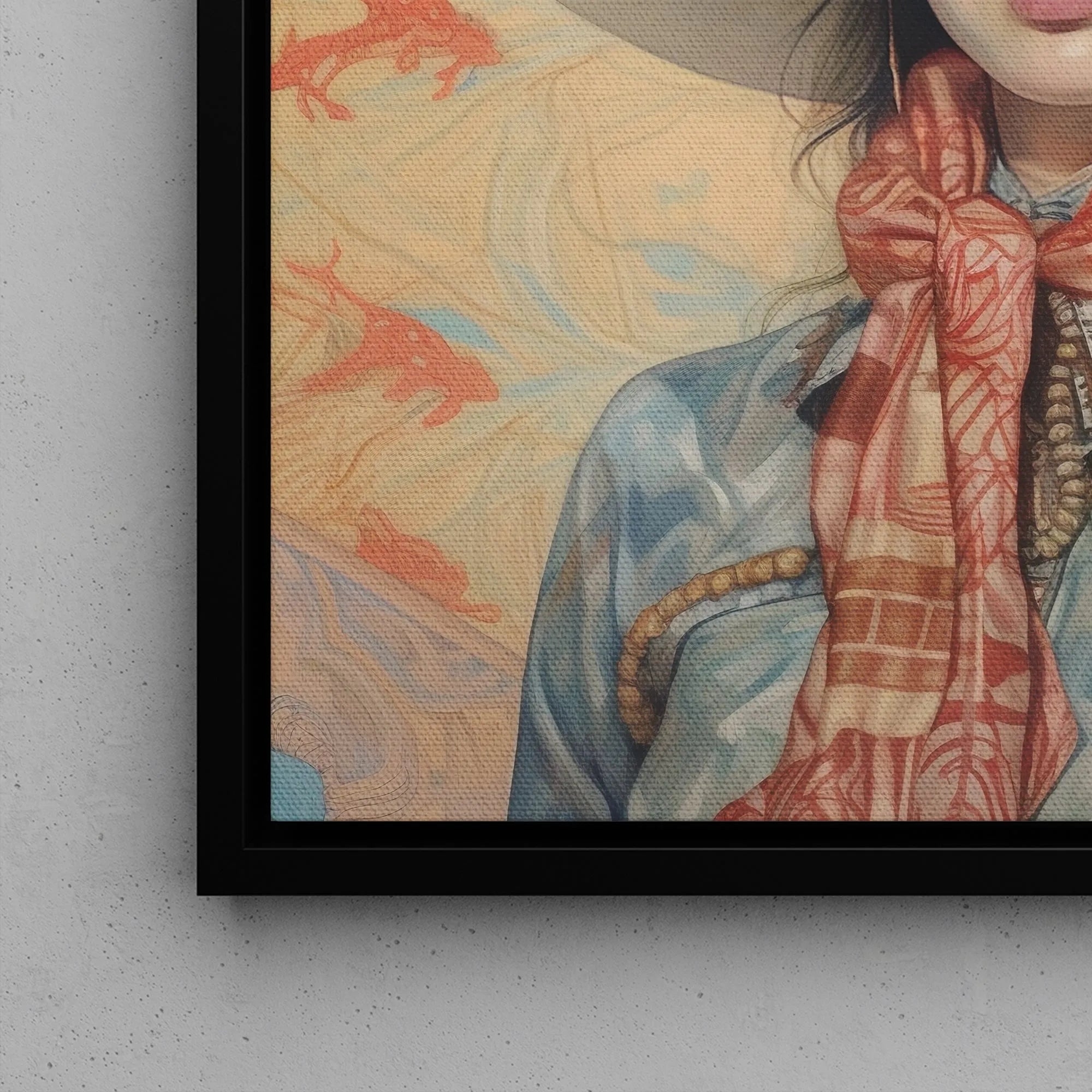Dai Lu - Lesbian Cowgirl Framed Canvas - Chinese Sapphic Art - Posters Prints & Visual Artwork - Aesthetic Art
