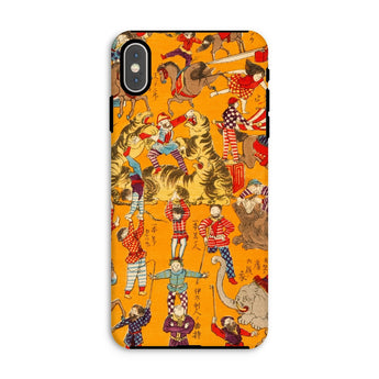 Daikyokubam - Japanese Circus Art Iphone Case, Xs Max / Matte, Phone Case Colorful Circus-themed Pattern Acrobats Animals Performers