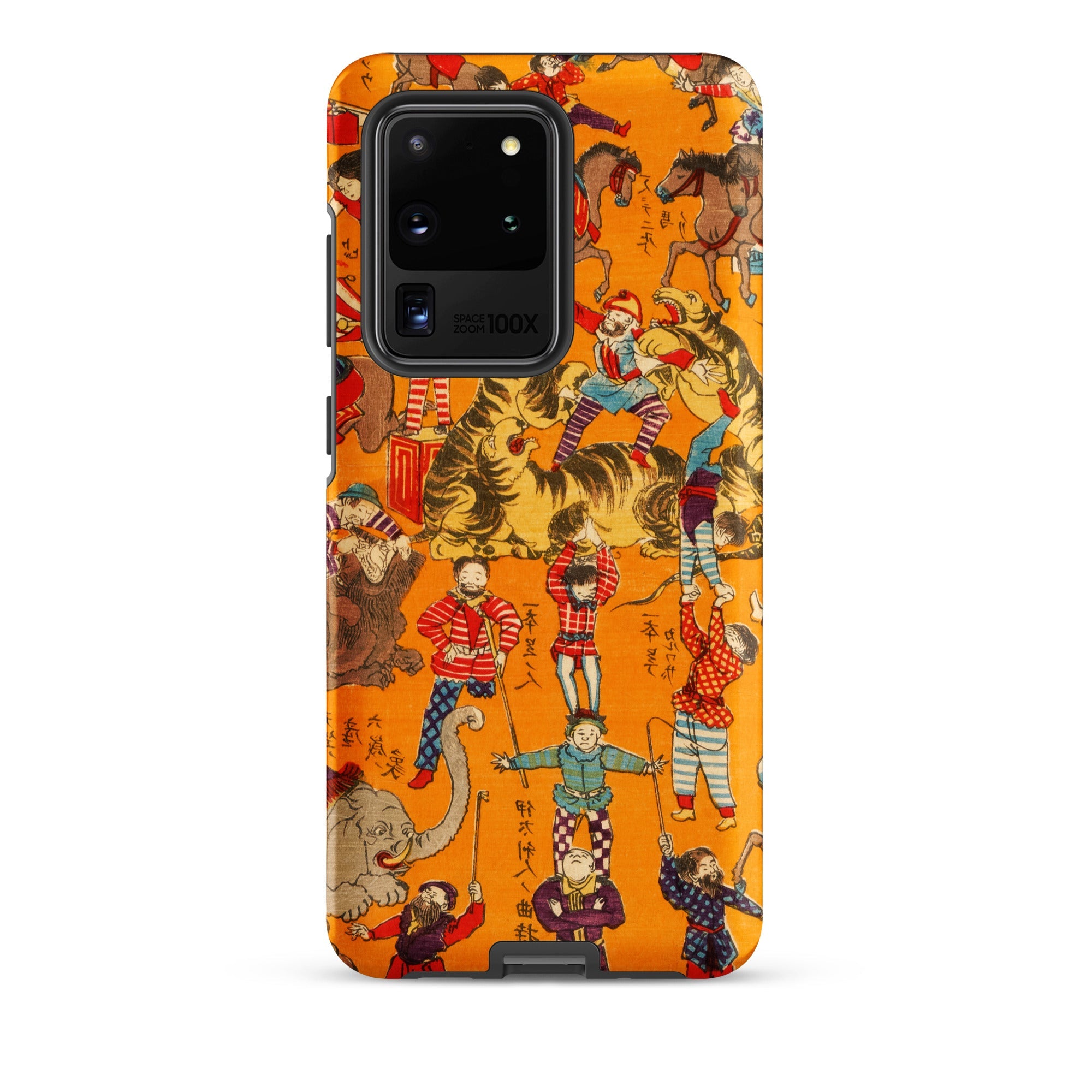 Daikyokubam Japanese Circus Art Samsung Case, Galaxy S20 Ultra / Matte, Samsung Galaxy S20 Ultra Phone Case Vibrant Orange