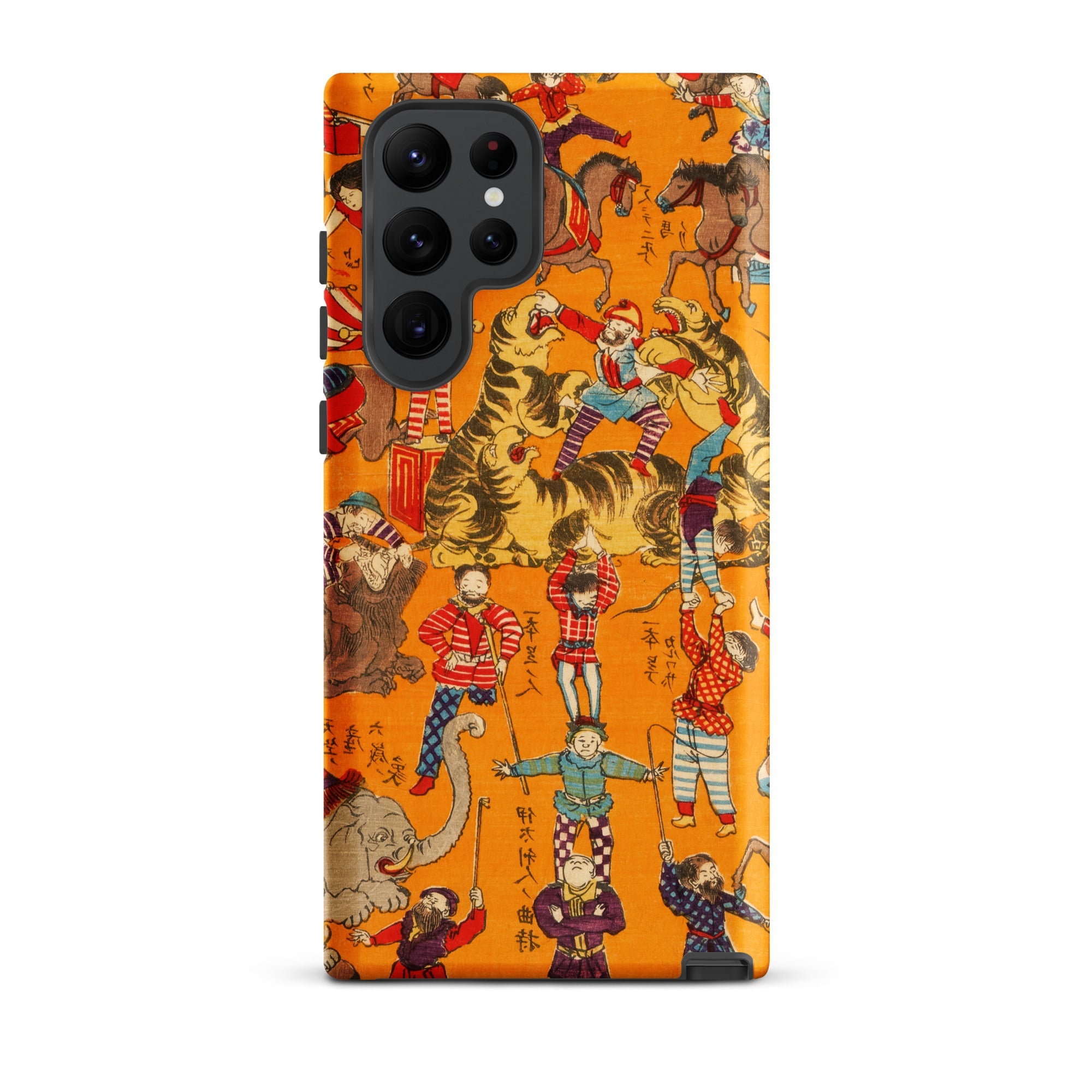 Daikyokubam Japanese Circus Art Samsung Case, Galaxy S22 Ultra / Matte, Smartphone Vibrant Orange Case Traditional Japanese Style