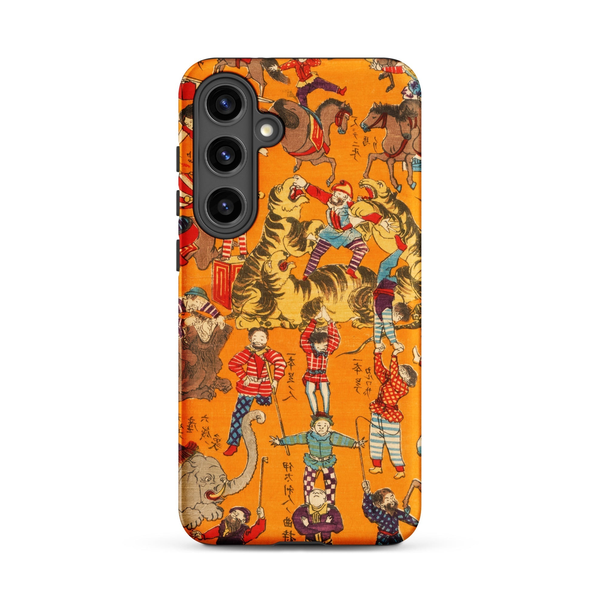 Daikyokubam Japanese Circus Art Samsung Case, Galaxy S24 Plus / Matte, Smartphone Case Vibrant Traditional Japanese Circus Scene Design