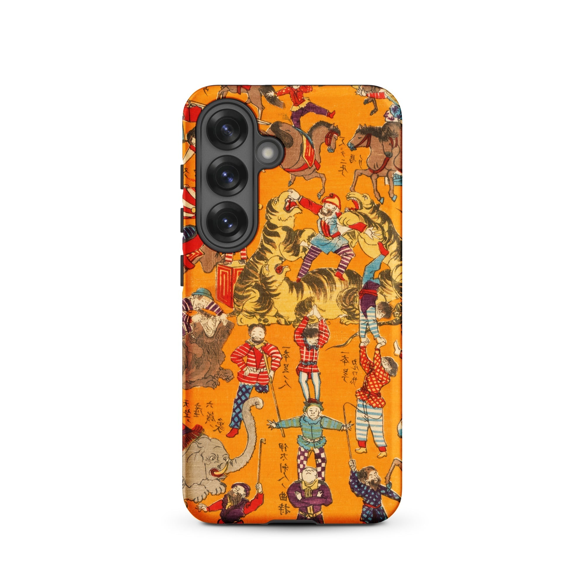 Daikyokubam Japanese Circus Art Samsung Case, Galaxy S25 / Matte, Orange Phone Case Circus Themed Pattern
