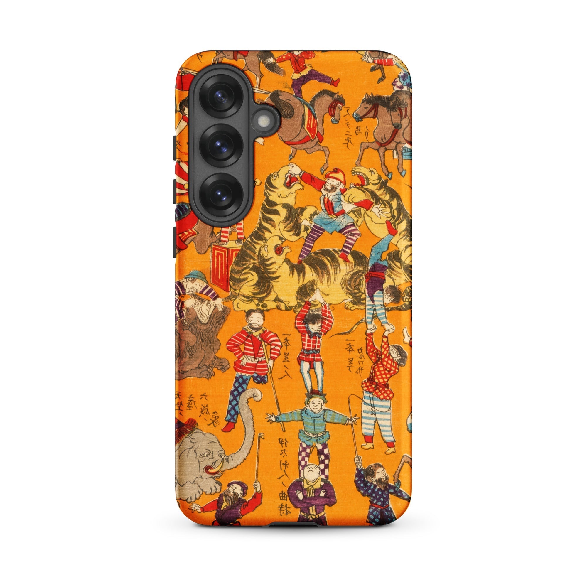 Daikyokubam Japanese Circus Art Samsung Case, Galaxy S25 Plus / Matte, Smartphone Case Vibrant Multi Figure Japanese Woodblock Print Design