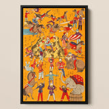 Daikyokubam Japanese Circus - Meiji Era Art Print / Canvas, 12x18’’ / 31x46cm / Black Frame, Posters Prints & Visual Artwork, Toby Leon
