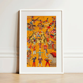Daikyokubam Japanese Circus - Meiji Era Art Print / Canvas, Daikyokubam Circus Woodcut, Meiji-era Japan, Daikyokubam Japanese Circus