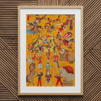 Daikyokubam Japanese Circus - Meiji Era Art Print / Canvas, Daikyokubam Circus Woodcut, Meiji-era Japan, Daikyokubam Japanese Circus
