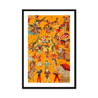Daikyokubam Japanese Circus - Meiji Era Art Print, Vintage Circus Poster Acrobats Animals Performers Colorful Costumes