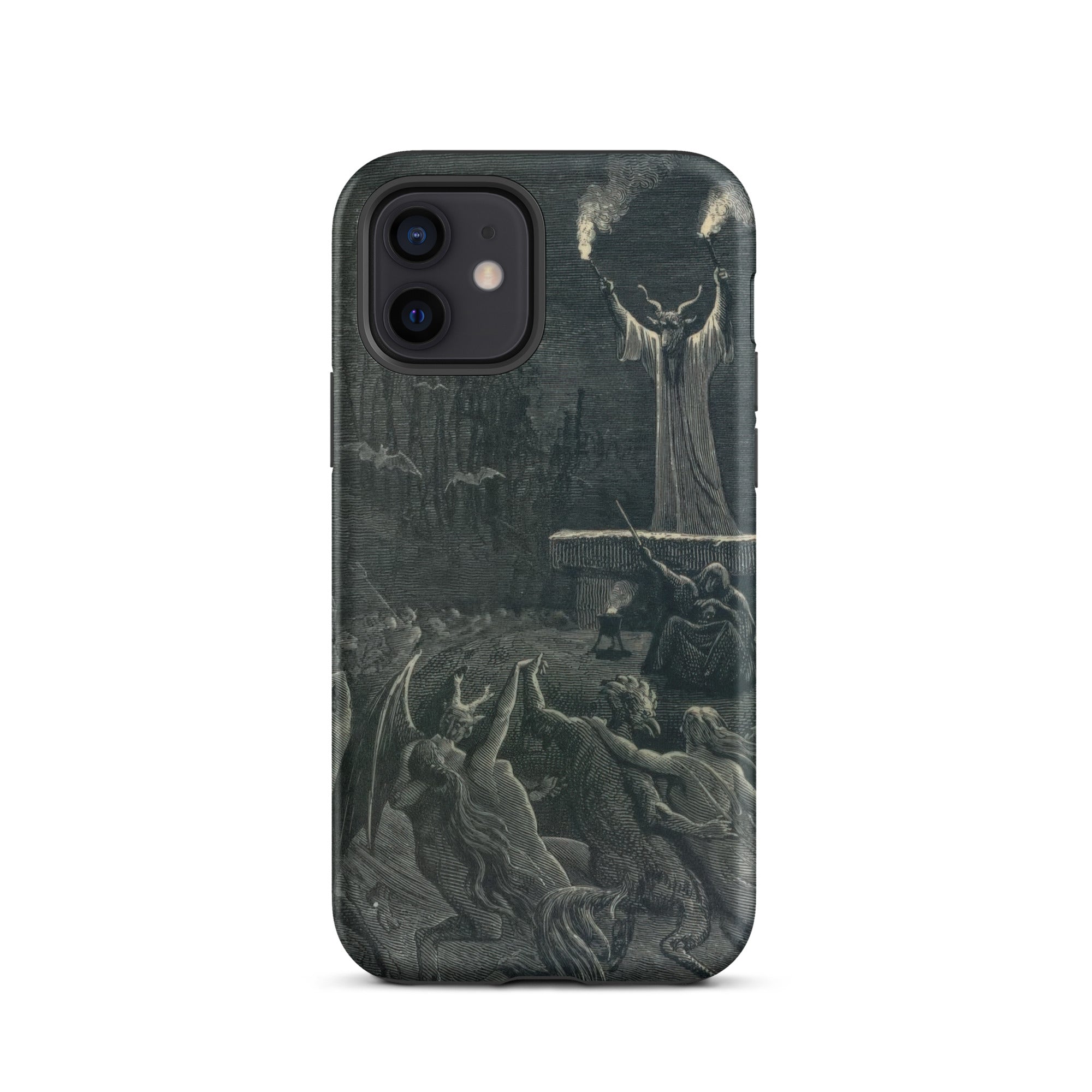 Dance of the Sabbath Emile Bayard Iphone Case, 12 / Matte, Black Smartphone Case Dark Intricate Figures Horned Deity
