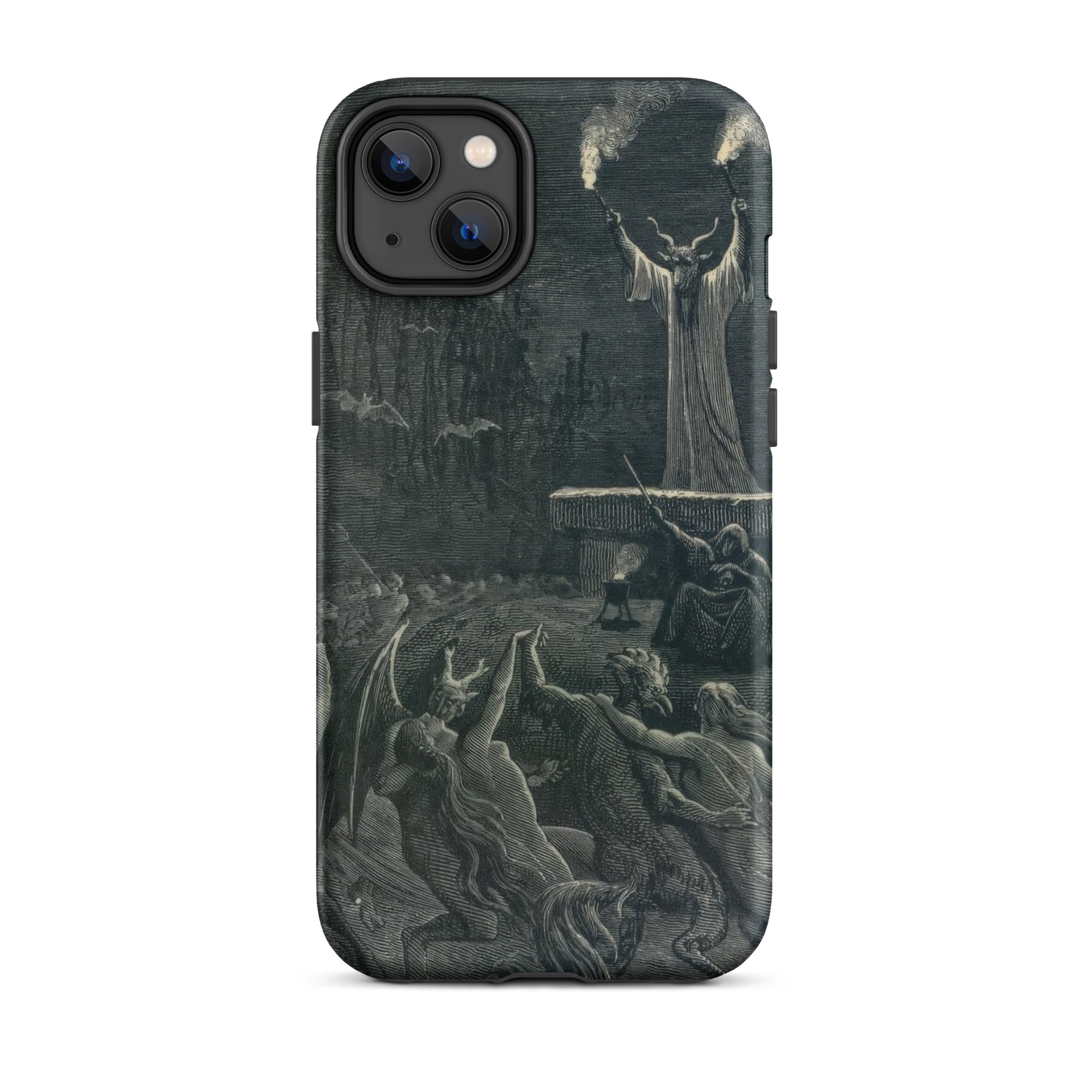 Dance of the Sabbath Emile Bayard Iphone Case, 14 Plus / Matte, Black Iphone Case Detailed Dark Fantasy Illustration Horned