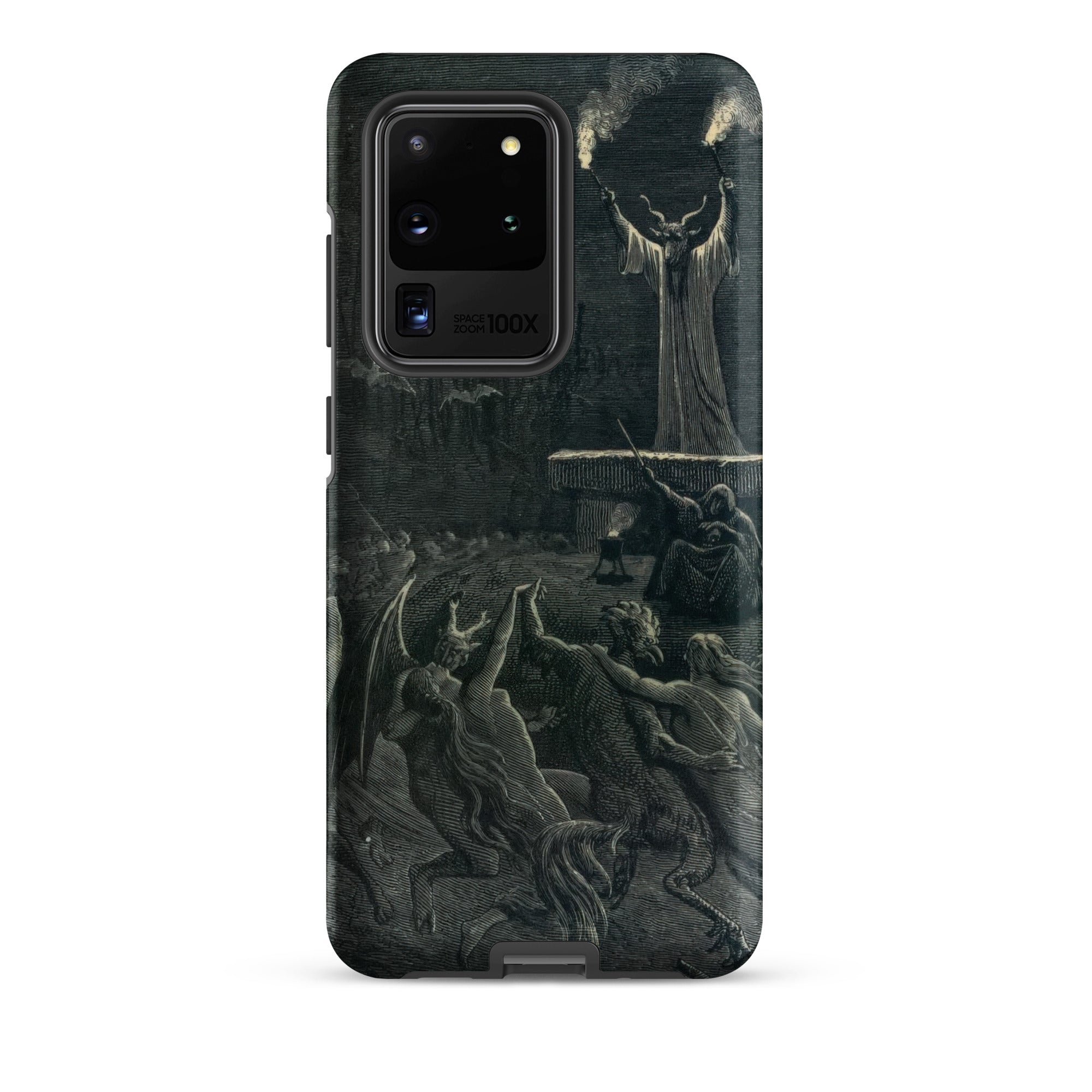Dance of the Sabbath Emile Bayard Samsung Case, Galaxy S20 Ultra / Matte, Dark Toned Phone Case Intricate Monochrome Illustration Demonic