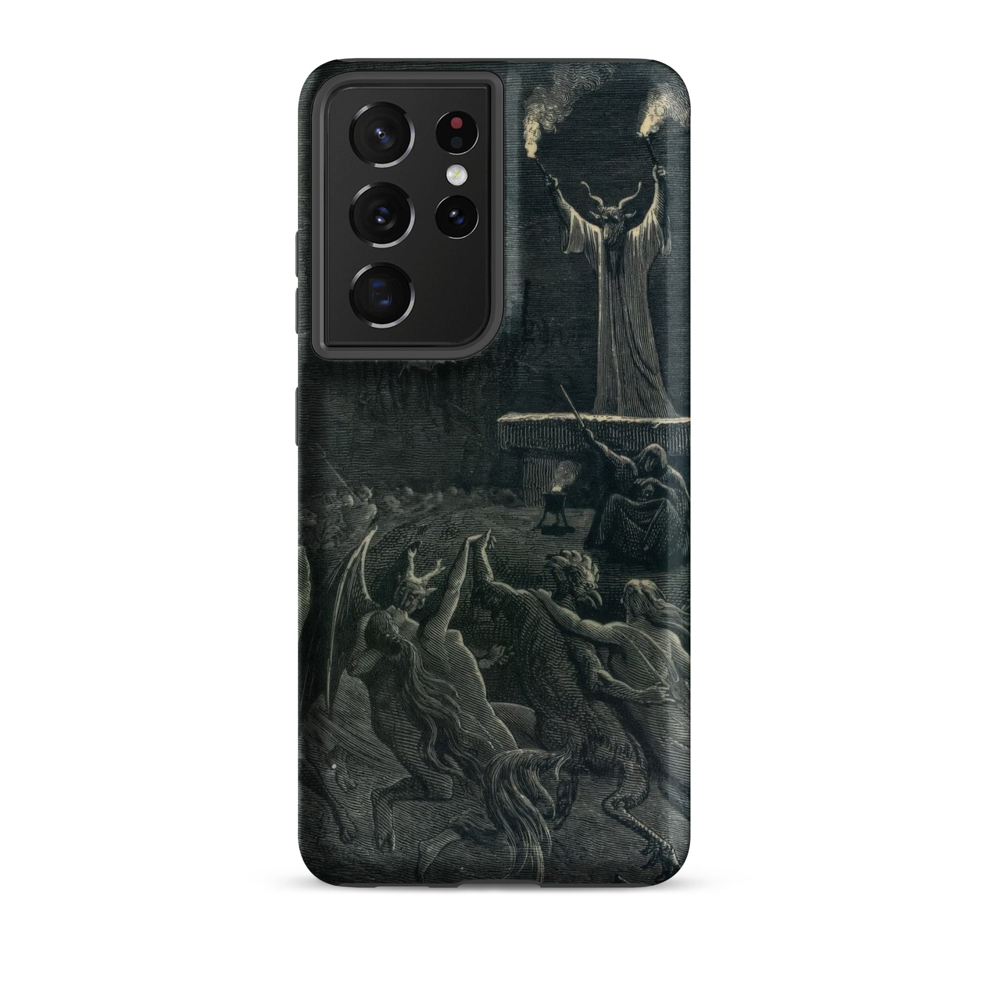 Dance of the Sabbath Emile Bayard Samsung Case, Galaxy S21 Ultra / Matte, Black Smartphone Case Dark Ornate Macabre Illustrative Design