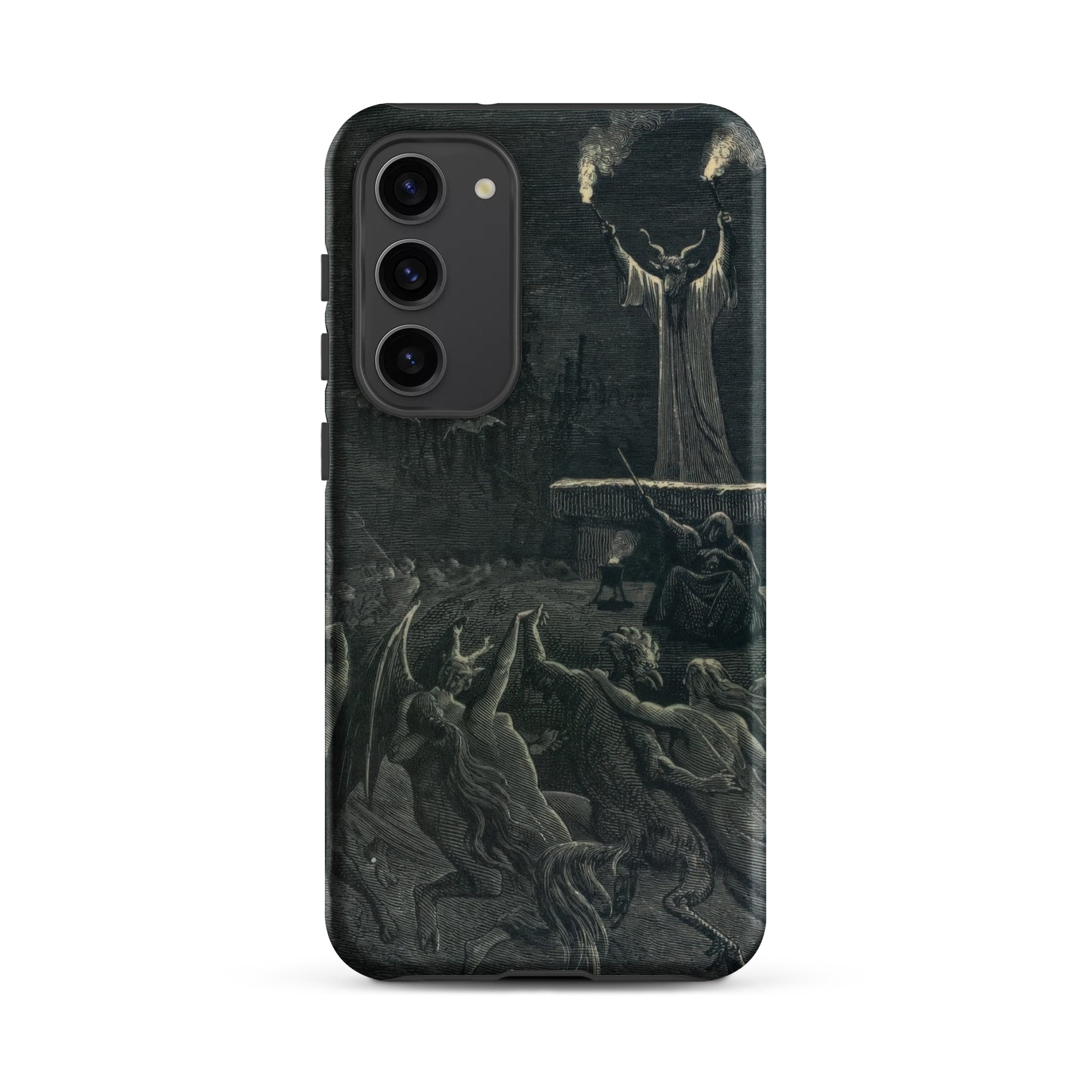 Dance of the Sabbath Emile Bayard Samsung Case, Galaxy S23 Plus / Matte, Black Smartphone Case Dark Intricate Illustration Demonic Scene