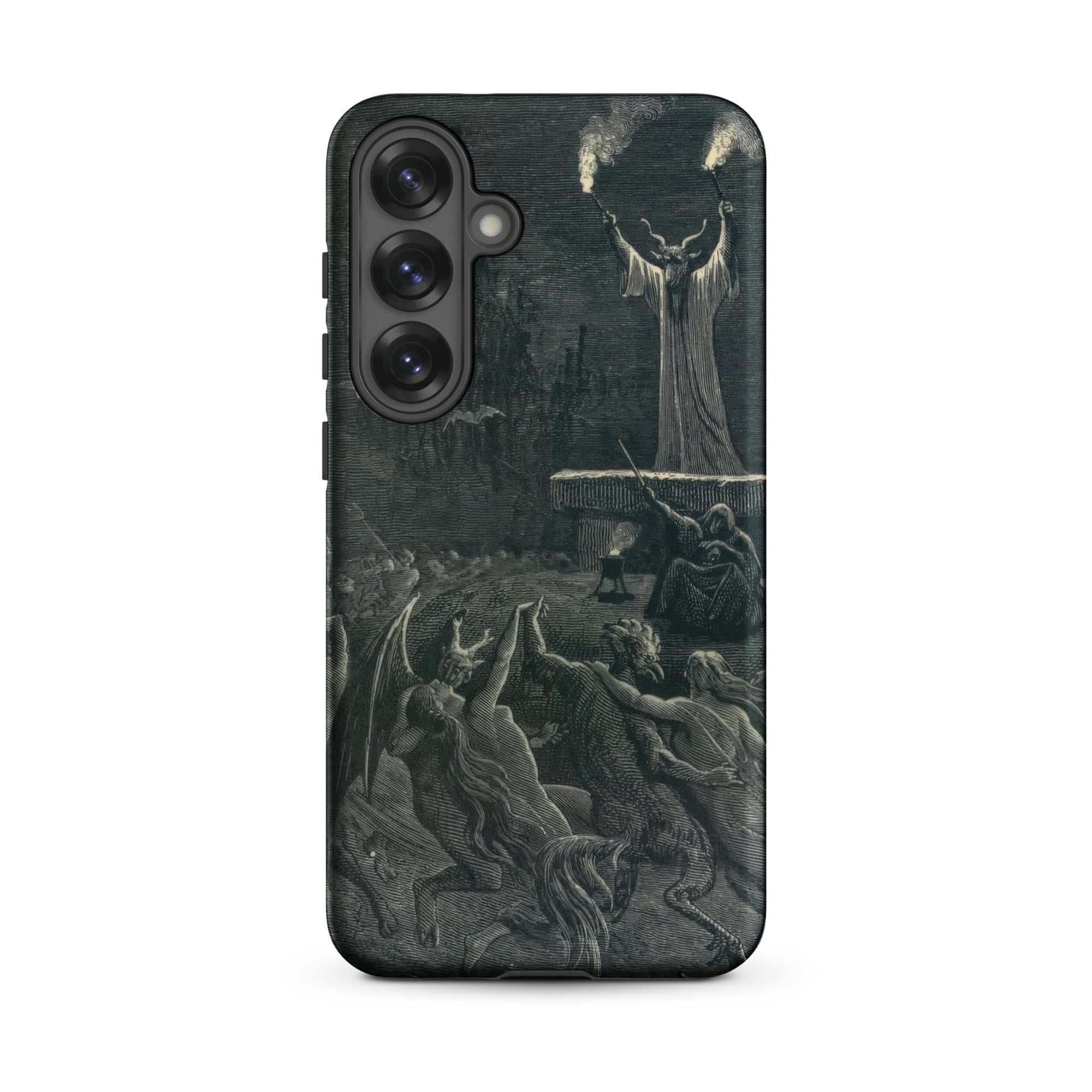 Dance of the Sabbath Emile Bayard Samsung Case, Galaxy S25 Plus / Matte, Black Smartphone Case Detailed Dark Gothic Illustration Horned