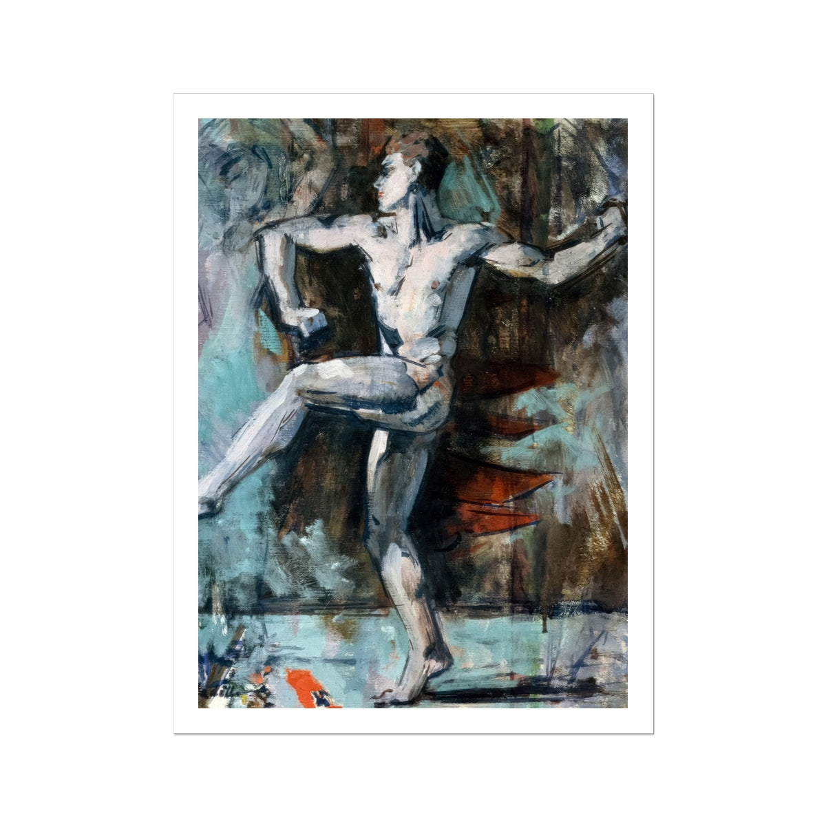 Dancer Francis Cadell Art Print, Vibrant Oil Painting Male Dancer Motion