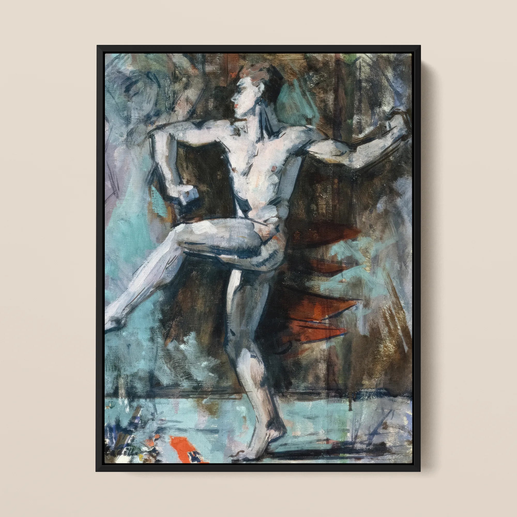 Dancer Francis Cadell Framed Canvas, Figurative Oil Painting Nude Male Motion