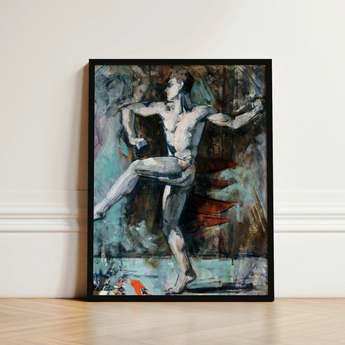 Dancer - Francis Campbell Boileau Cadell Art Print / Canvas Black-framed Abstract Painting Nude Male Figure Dynamic Pose Translates,