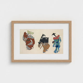 Dancers from Momoyogusa - Kamisaka Sekka Art Print / Canvas Framed Japanese-style Artwork Three Women Traditional Kimonos Intricate