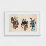 Dancers from Momoyogusa - Kamisaka Sekka Art Print / Canvas Framed Japanese-style Artwork Three Stylized Figures Traditional Attire
