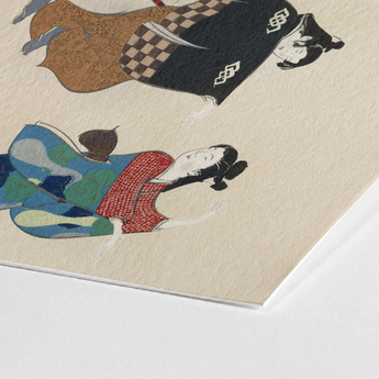 Dancers from Momoyogusa - Kamisaka Sekka Art Print / Canvas Traditional Japanese Woodblock Two Elegantly Dressed Figures Sekka’s, Prints
