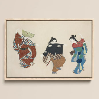 Dancers from Momoyogusa - Kamisaka Sekka Art Print / Canvas, 18x12’’ / 46x31cm / Natural Frame, Posters Prints & Visual Artwork, Toby Leon